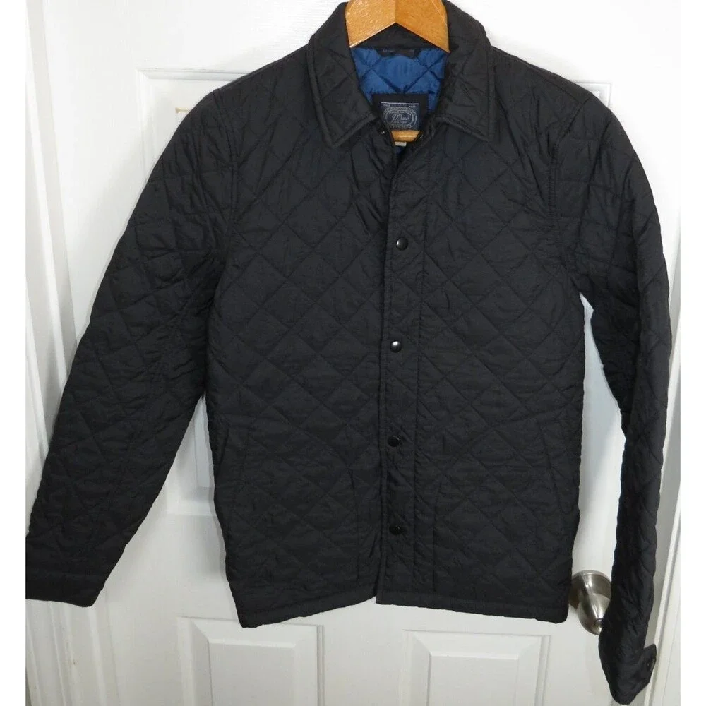 J.CREW Men's Primaloft Quilted Jacket Snap Up Black Size XS